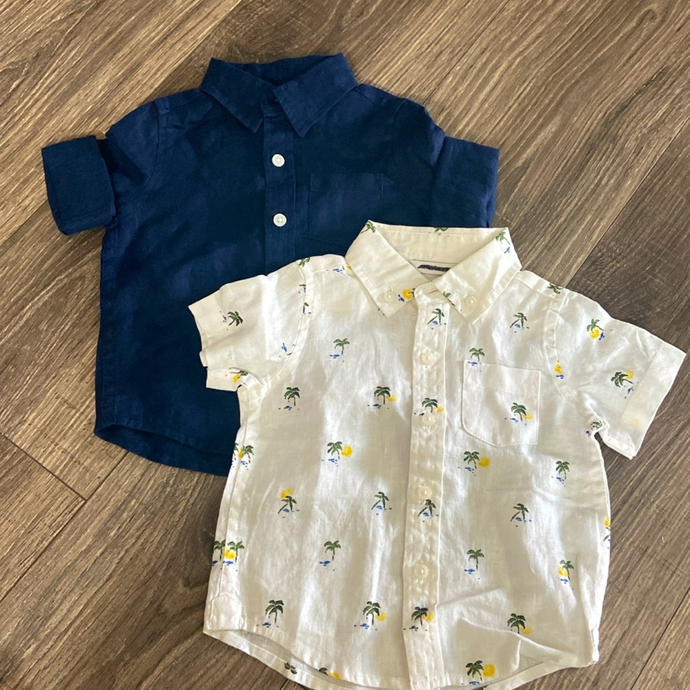 NWOT Janie and Jack Button Up Linen Shirt Bundle - Size 6-12 months